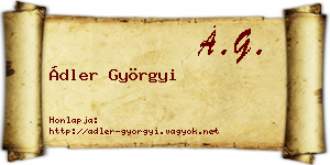 Ádler Györgyi névjegykártya